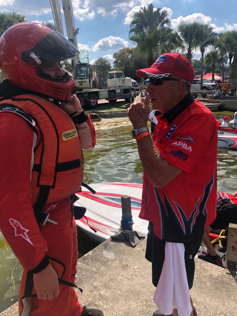 Hunter receiving racing tips from Billy Allen at Lakeland Florida. #2